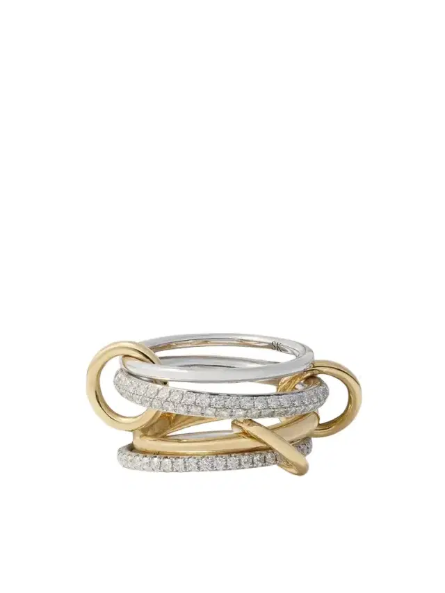Spinelli Kilcollin Vega Set Of Four Sterling Silver And 18-karat Gold Diamond Rings