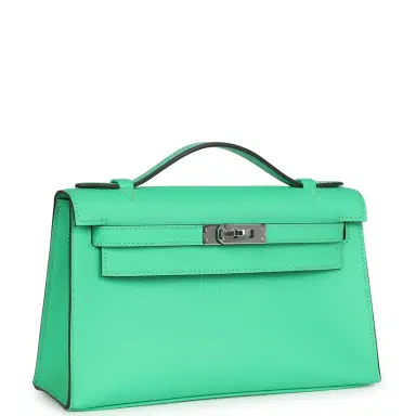 HERMÈS Hermes Kelly Pochette Vert Comics Swift Palladium Hardware | Thumbnail 2