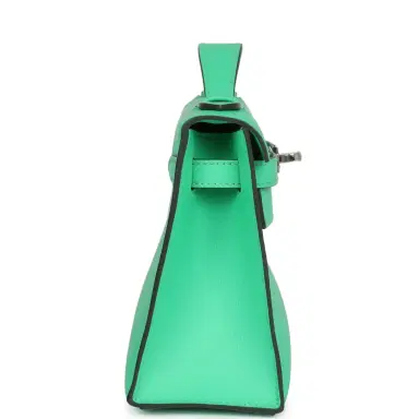 HERMÈS Hermes Kelly Pochette Vert Comics Swift Palladium Hardware | Thumbnail 4