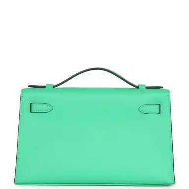 HERMÈS Hermes Kelly Pochette Vert Comics Swift Palladium Hardware | Thumbnail 5