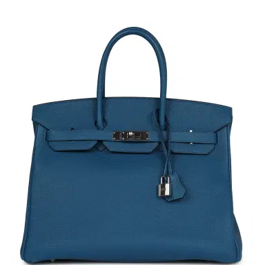 HERMÈS Pre-owned Hermes Birkin 35 Bleu de Galice Togo Palladium Hardware | Thumbnail 1 HERMÈS Pre-owned Hermes Birkin 35 Bleu de Galice Togo Palladium Hardware | Thumbnail 1