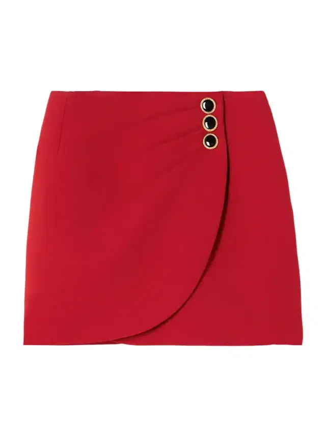 Wrap-effect Button-embellished Draped Wool Mini Skirt