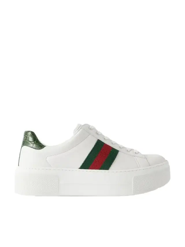 Ace Webbing-trimmed Leather Platform Sneakers