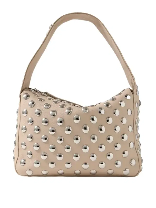 Elena Large Studded Textured-leather Shoulder Bag