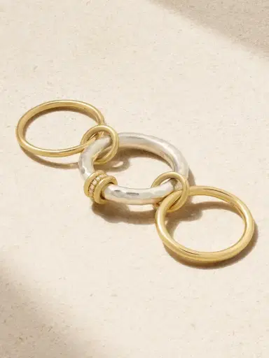 Spinelli Kilcollin Gemini Set Of Three 18-karat Yellow And White Gold Diamond Rings | Thumbnail 3