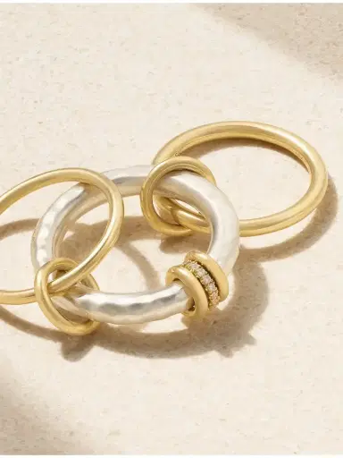 Spinelli Kilcollin Gemini Set Of Three 18-karat Yellow And White Gold Diamond Rings | Thumbnail 4