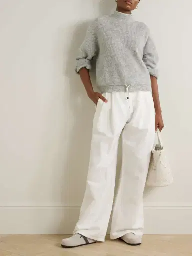 Brunello Cucinelli Tie-detailed Ribbed Mohair-blend Turtleneck Sweater | Thumbnail 2