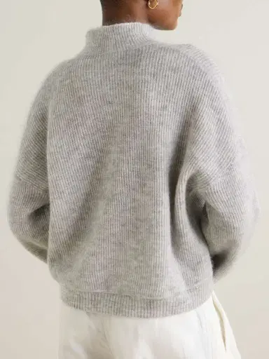 Brunello Cucinelli Tie-detailed Ribbed Mohair-blend Turtleneck Sweater | Thumbnail 3