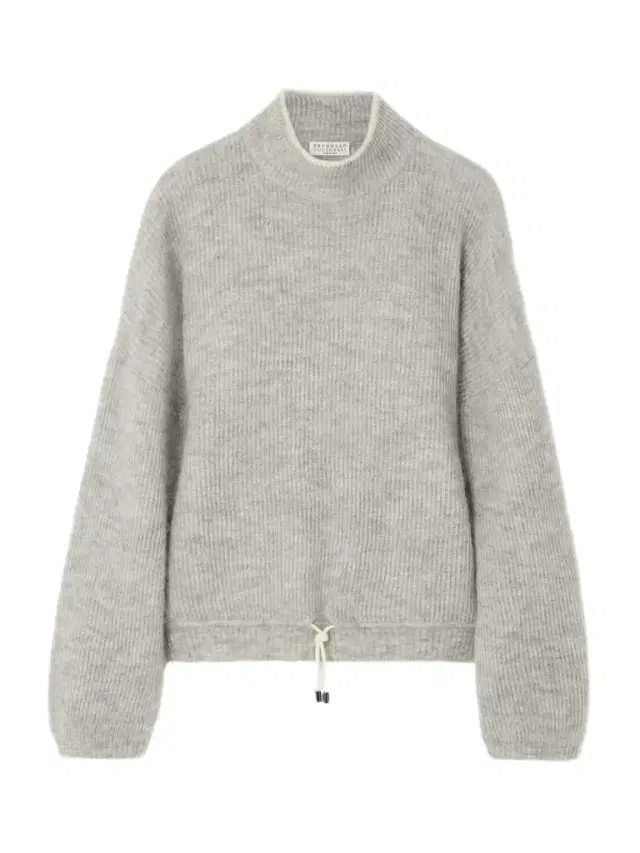 Tie-detailed Ribbed Mohair-blend Turtleneck Sweater