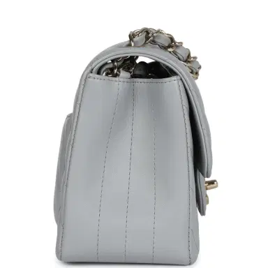 Chanel Chanel Mini Chevron Square Flap Bag Light Grey Lambskin Light Gold Hardware | Thumbnail 4