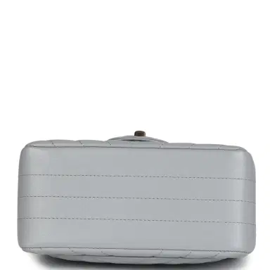 Chanel Chanel Mini Chevron Square Flap Bag Light Grey Lambskin Light Gold Hardware | Thumbnail 6