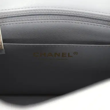 Chanel Chanel Mini Chevron Square Flap Bag Light Grey Lambskin Light Gold Hardware | Thumbnail 9