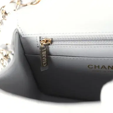 Chanel Chanel Mini Chevron Square Flap Bag Light Grey Lambskin Light Gold Hardware | Thumbnail 10