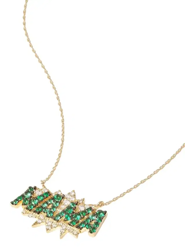 Diane Kordas Mama 18-karat Gold, Emerald And Diamond Necklace