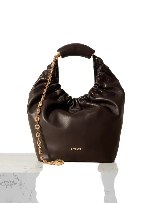 Loewe Squeeze Small Chain-embellished Gathered Leather Shoulder Bag
