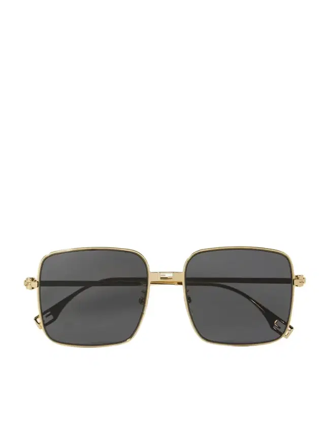 Baguette Square-frame Gold-tone Sunglasses