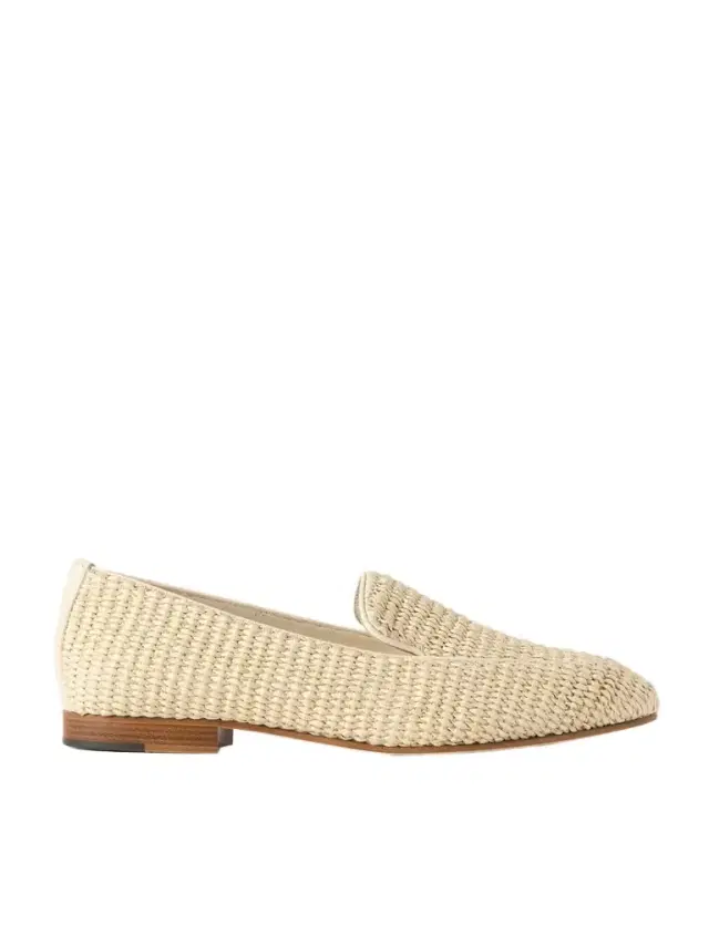 Pitakara Leather-trimmed Raffia Loafers