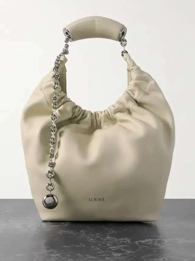 Loewe Squeeze Small Chain-embellished Gathered Leather Shoulder Bag
