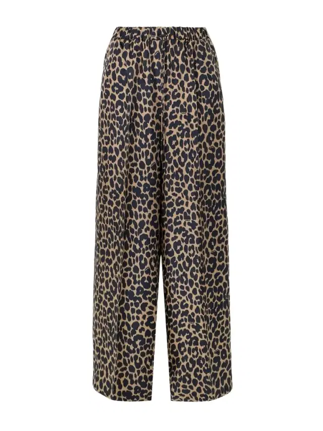 Ghinea Leopard-print Silk Wide-leg Pants