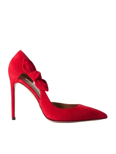 Aquazzura Very Bow Tie 105 Suede Point-toe Pumps | Thumbnail 1 Aquazzura Very Bow Tie 105 Suede Point-toe Pumps | Thumbnail 1