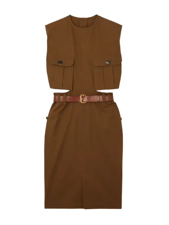 Belted Cutout Cotton-twill Mini Dress