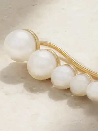 Sophie Bille Brahe Croissant Japonais 14-karat Recycled Gold Pearl Single Earring | Thumbnail 3