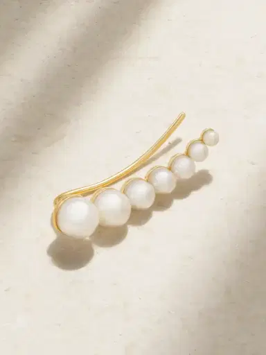 Sophie Bille Brahe Croissant Japonais 14-karat Recycled Gold Pearl Single Earring | Thumbnail 1