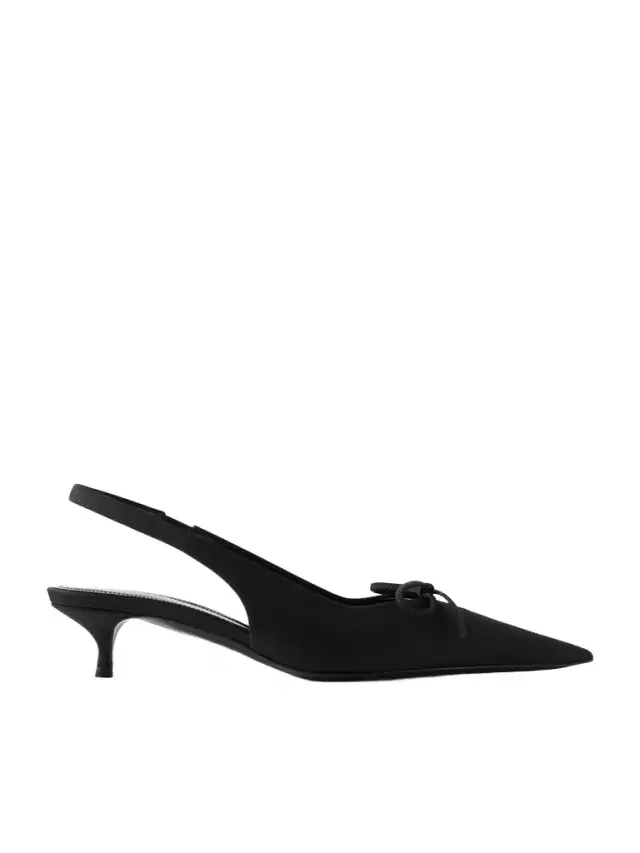 Knife Bow-embellished Twill Slingback Pumps