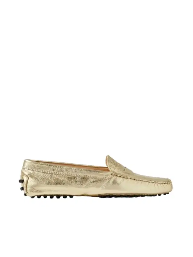 Gommino Metallic Textured-leather Loafers