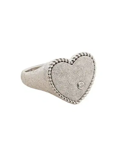 Yvonne Léon Chevalière Coeur Pailletee 9-karat White Gold Diamond Ring | Thumbnail 1