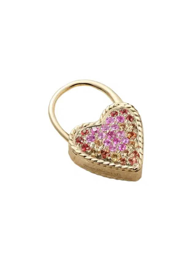 Créole Cadenas Coeur 9-karat Gold Sapphire Single Earring