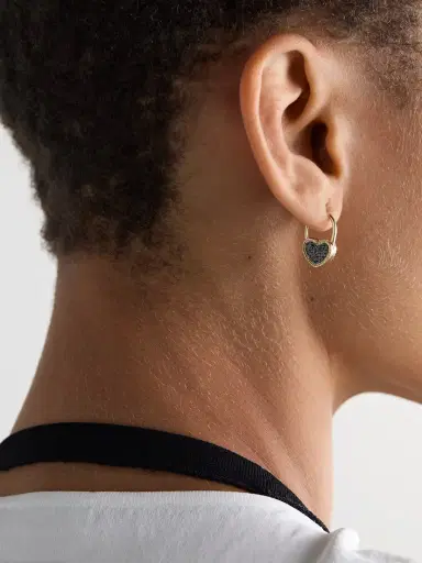 Yvonne Léon Créole Cadenas Coeur 9-karat Gold Diamond Single Earring | Thumbnail 2 Yvonne Léon Créole Cadenas Coeur 9-karat Gold Diamond Single Earring | Thumbnail 2