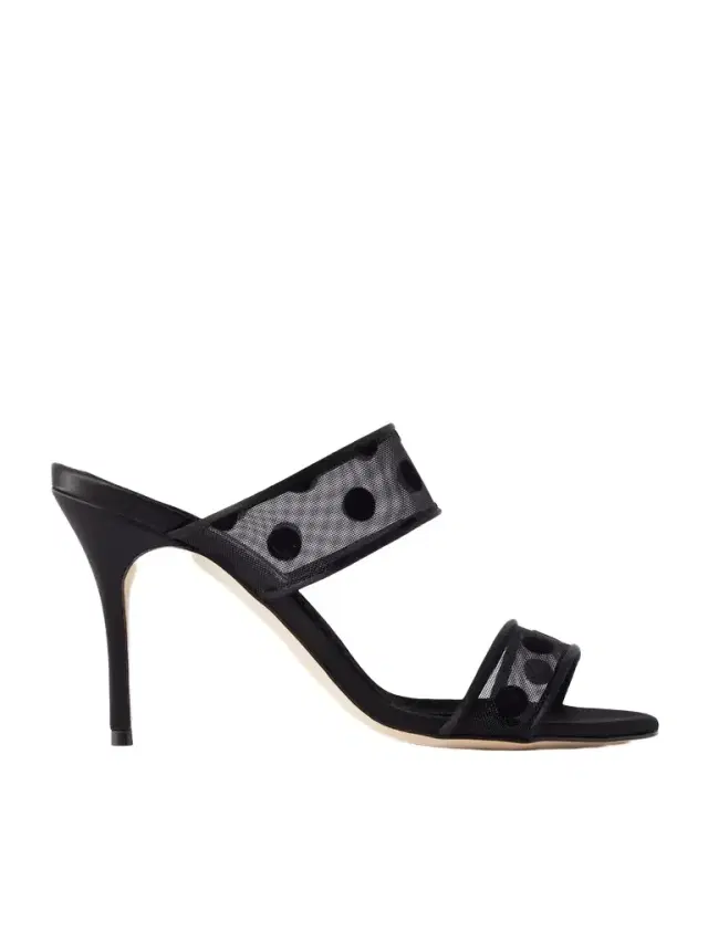 Scolobi 90 Satin-trimmed Flocked Mesh Sandals