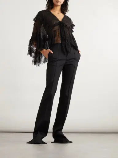 Chloé Lace-trimmed Embroidered Silk-chiffon Blouse | Thumbnail 2