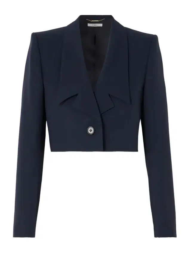 Spencer Cropped Grain De Poudre Wool Blazer