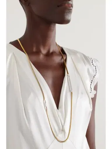 Nikos Koulis Feelings 18-karat Yellow And White Gold, Diamond And Enamel Necklace | Thumbnail 2 Nikos Koulis Feelings 18-karat Yellow And White Gold, Diamond And Enamel Necklace | Thumbnail 2