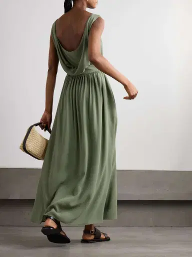 Loro Piana Belted Silk-crepe Maxi Dress | Thumbnail 3
