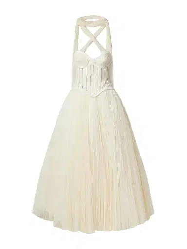 Danielle Frankel Anika Strapless Plissé Satin-trimmed Twill And Tulle Gown | Thumbnail 1 Danielle Frankel Anika Strapless Plissé Satin-trimmed Twill And Tulle Gown | Thumbnail 1