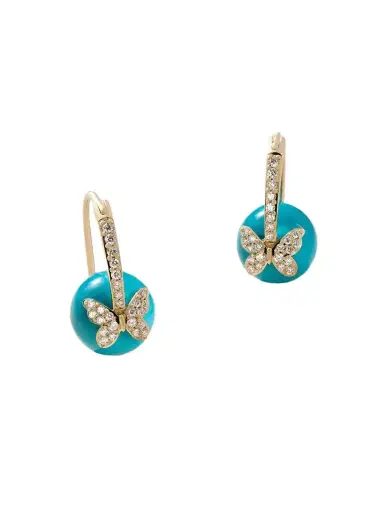 Sydney Evan Butterfly 14-karat Gold, Turquoise And Diamond Earrings | Thumbnail 1 Sydney Evan Butterfly 14-karat Gold, Turquoise And Diamond Earrings | Thumbnail 1