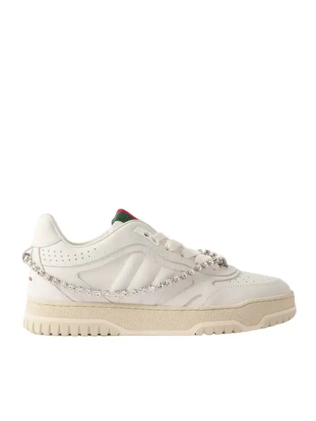 Re-web Grosgrain-trimmed Crystal-embellished Leather Sneakers