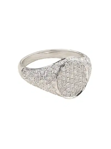 Yvonne Léon Mini Chevalière 9-karat White Gold Diamond Ring | Thumbnail 1