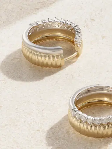 Yvonne Léon Paire De Créoles Bouées 9-karat Yellow And White Gold Diamond Earrings | Thumbnail 3 Yvonne Léon Paire De Créoles Bouées 9-karat Yellow And White Gold Diamond Earrings | Thumbnail 3
