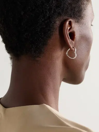 Yvonne Léon Créole Coeur 18-karat White Gold Diamond Single Hoop Earring | Thumbnail 2 Yvonne Léon Créole Coeur 18-karat White Gold Diamond Single Hoop Earring | Thumbnail 2