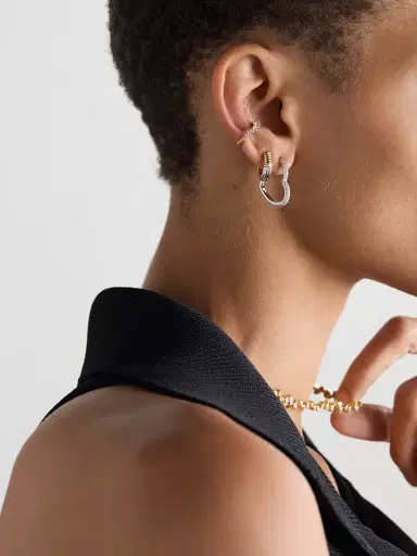 Yvonne Léon Créole Coeur 18-karat White Gold Diamond Single Hoop Earring | Thumbnail 3 Yvonne Léon Créole Coeur 18-karat White Gold Diamond Single Hoop Earring | Thumbnail 3