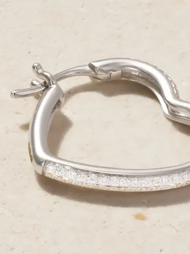 Yvonne Léon Créole Coeur 18-karat White Gold Diamond Single Hoop Earring | Thumbnail 5 Yvonne Léon Créole Coeur 18-karat White Gold Diamond Single Hoop Earring | Thumbnail 5