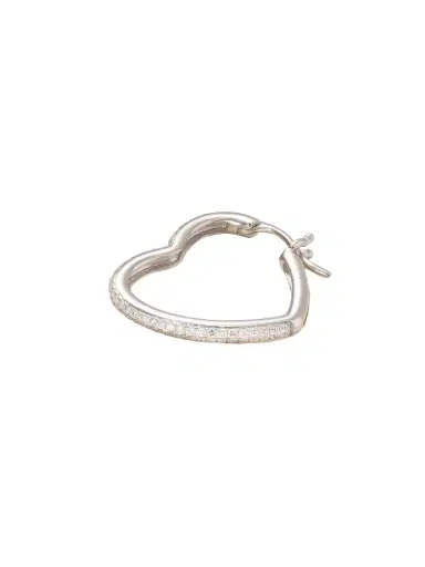Yvonne Léon Créole Coeur 18-karat White Gold Diamond Single Hoop Earring | Thumbnail 1 Yvonne Léon Créole Coeur 18-karat White Gold Diamond Single Hoop Earring | Thumbnail 1