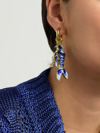 Martha Calvo Barrier Gold-plated, Pearl And Enamel Hoop Earrings | Thumbnail 2