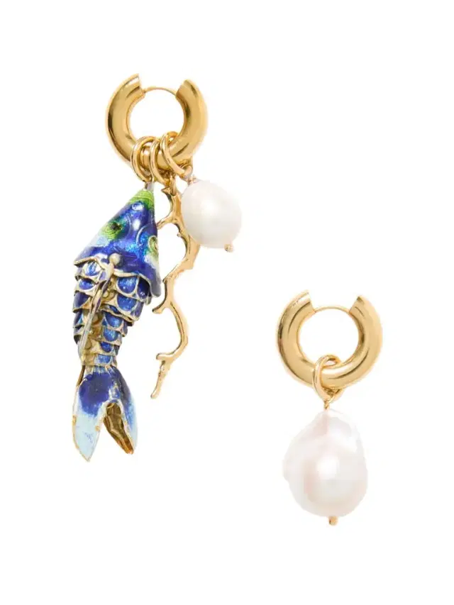Martha Calvo Barrier Gold-plated, Pearl And Enamel Hoop Earrings