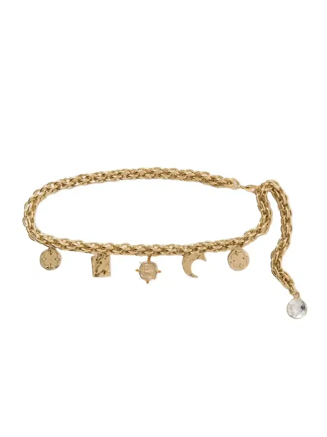 Medals Crystal-embellished Gold-tone Belt