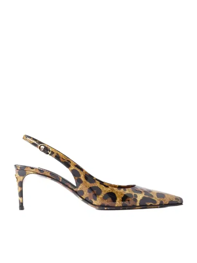 Mun Leopard-printed Patent-leather Slingback Pumps